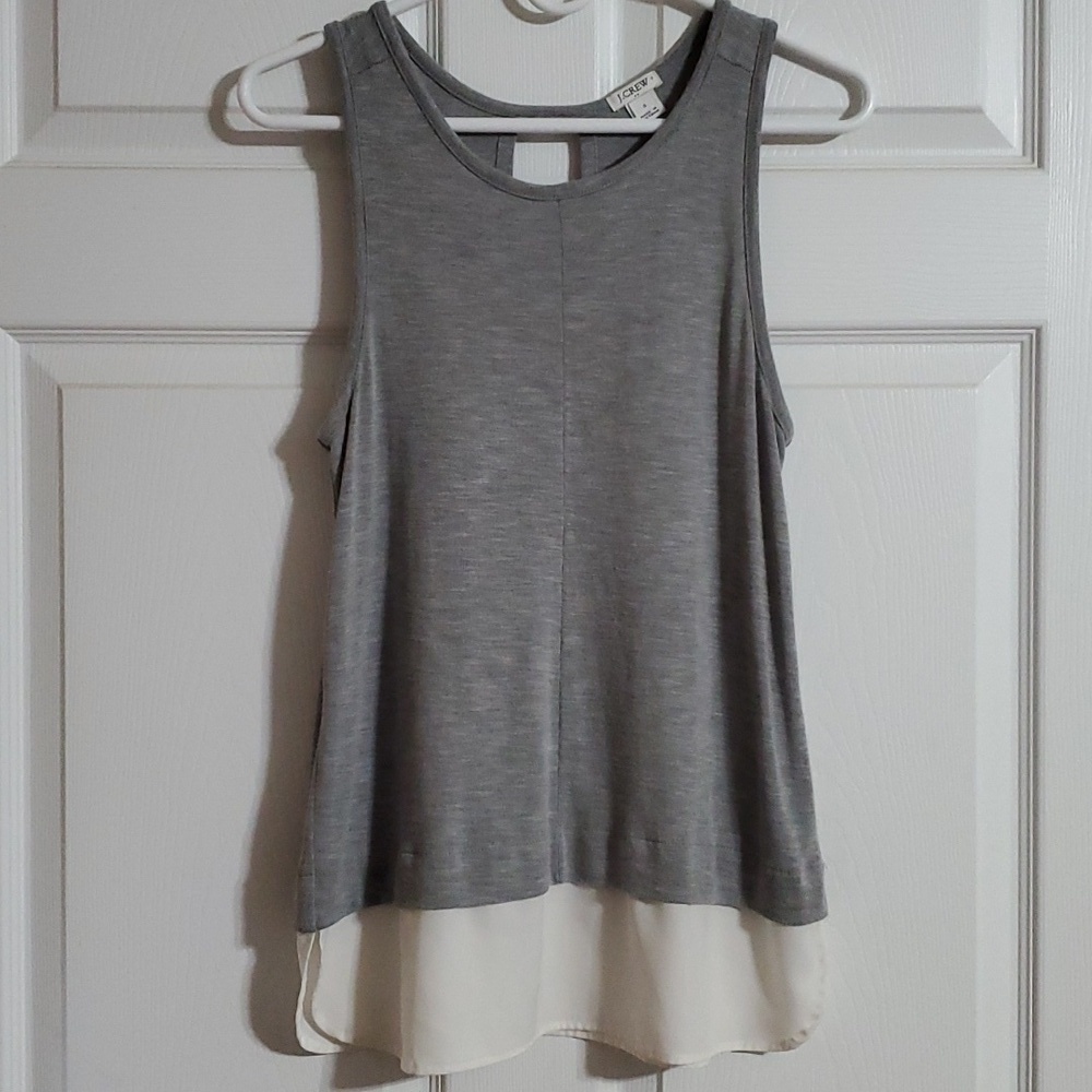 J. Crew Grey & White Scoop Neck Sleeveless Top Size Small